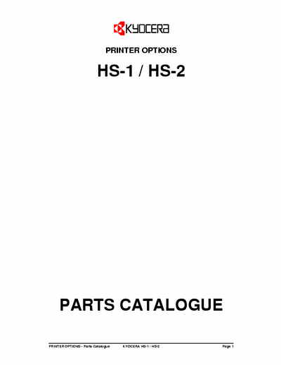 Kyocera HS-12 Kyocera Stacker HS-12 Parts Manual